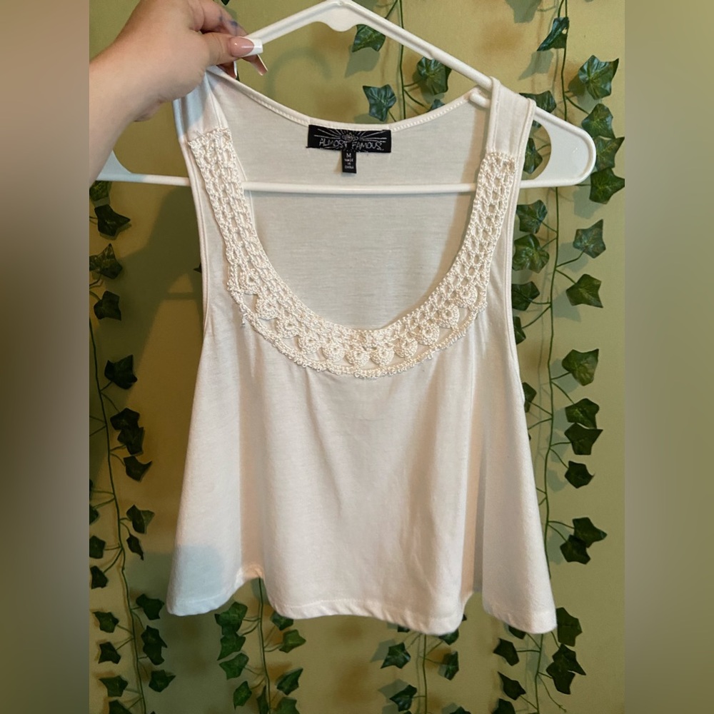 Size Medium White Almost Famous Crop Tank